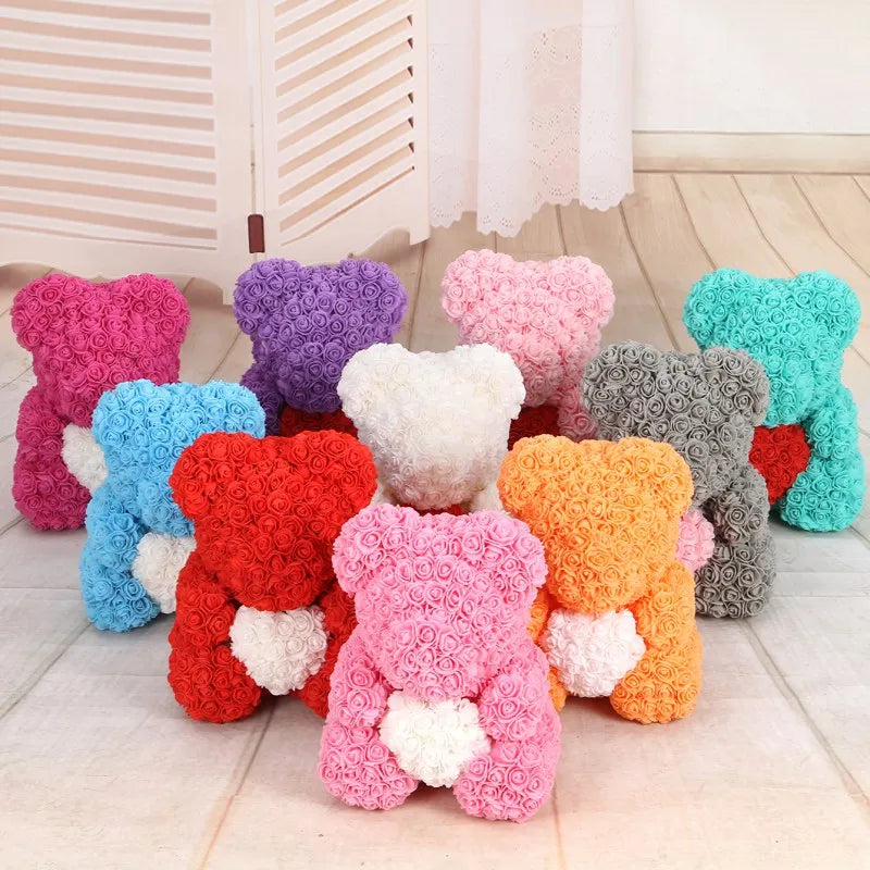 50/100/200 Pieces Teddy Bear of Roses 3cm Foam Wedding Decorative Christmas Decor for Home Diy Gifts Box Artificial Flowers