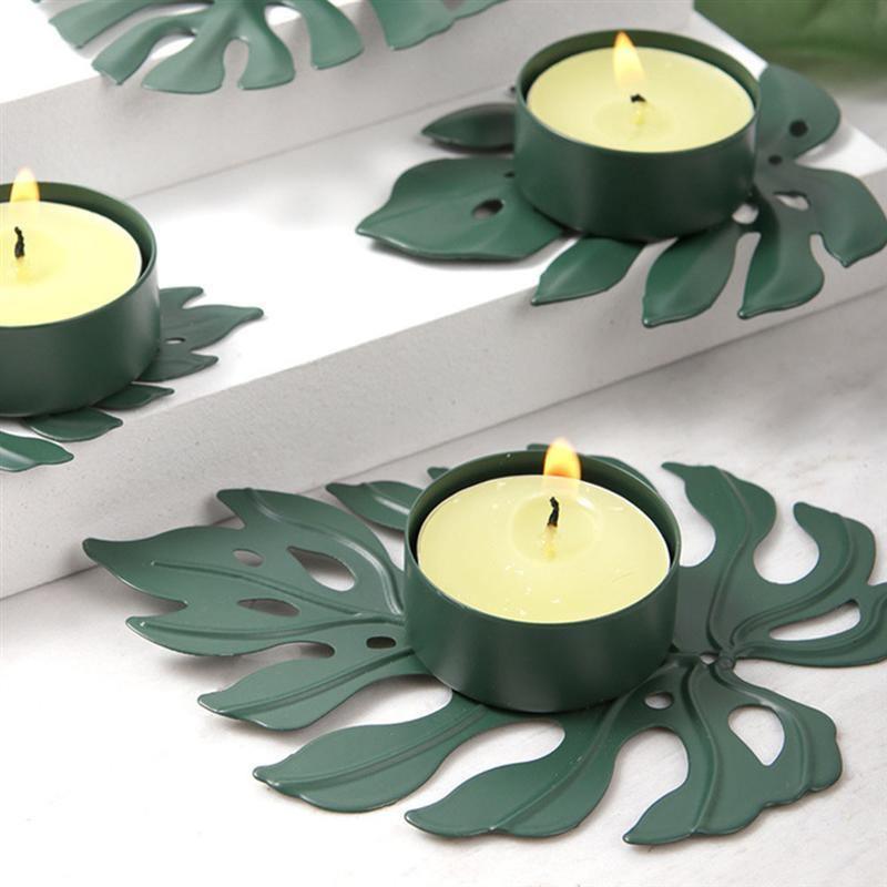 Wrought Iron Monstera Leaf Tealight Candle Holders
