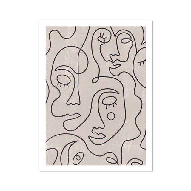 Abstract Woman Face One Line Drawing Poster